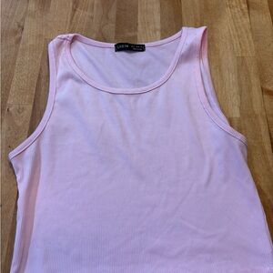 SHEIN Light Pink Ribbed Scoop Neck Tank cropped - small